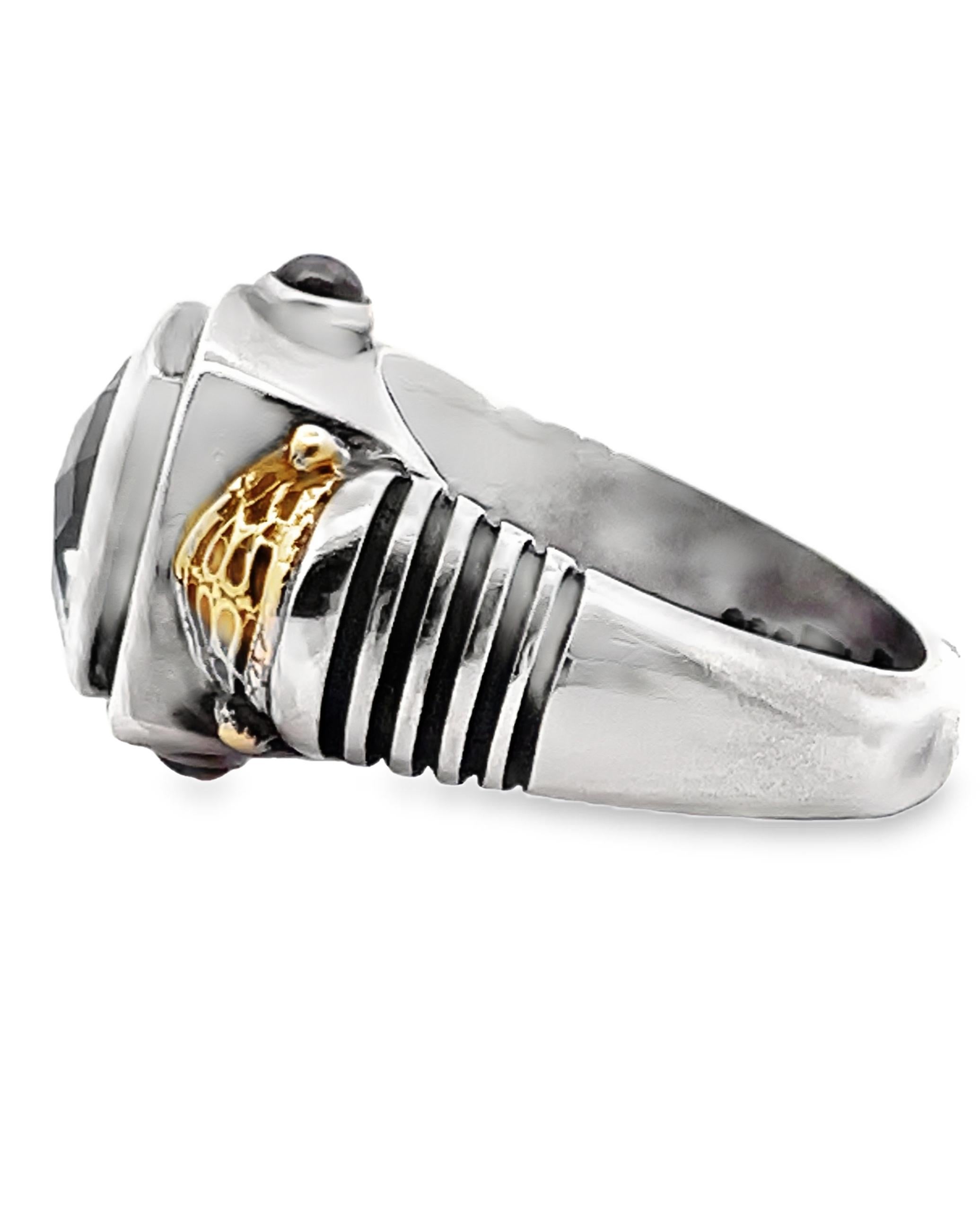 Contemporain Bague en améthyste verte de William Schraft en argent sterling et or jaune 18 carats en vente