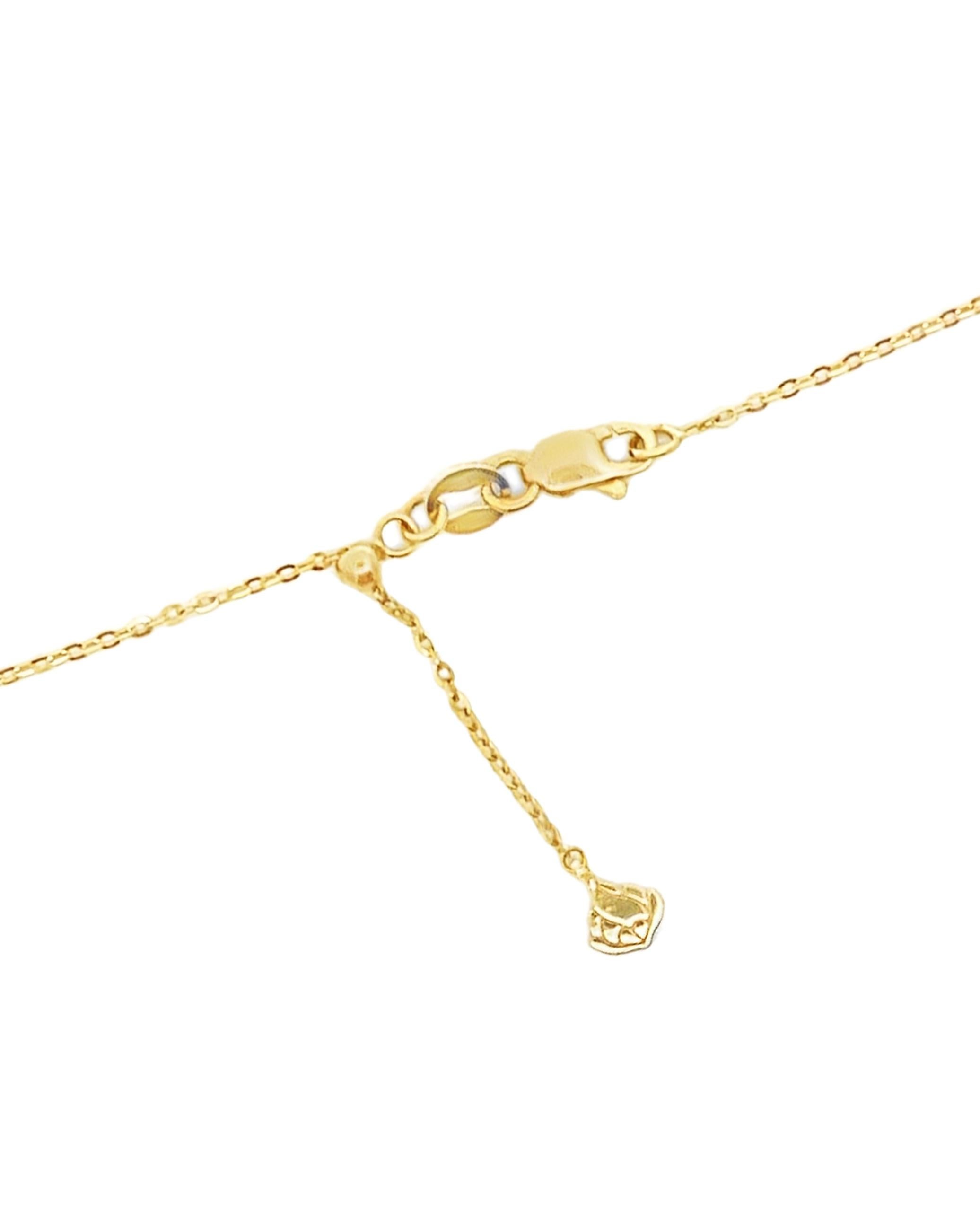 Collier en or jaune avec diamants et topaze fumée en forme de larme et longueur ajustable en vente 1