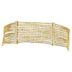 Multi-strand Diamond Bracelet in 14K Yellow Gold, Adjustable with Lobster Lock