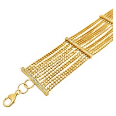 Bracciale con diamanti a più fili in oro giallo 14K, regolabile con chiusura a moschettone