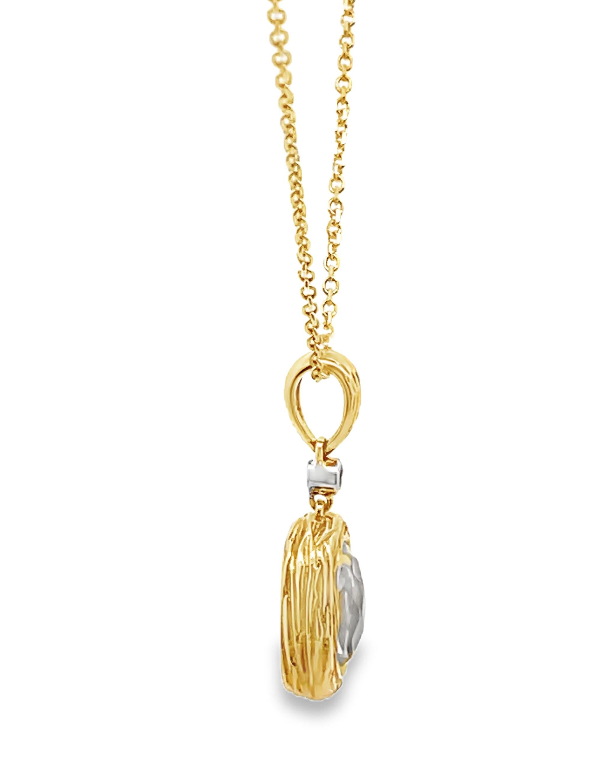 Collier à pendentifs en or jaune avec améthyste verte et diamant rond Pour femmes en vente
