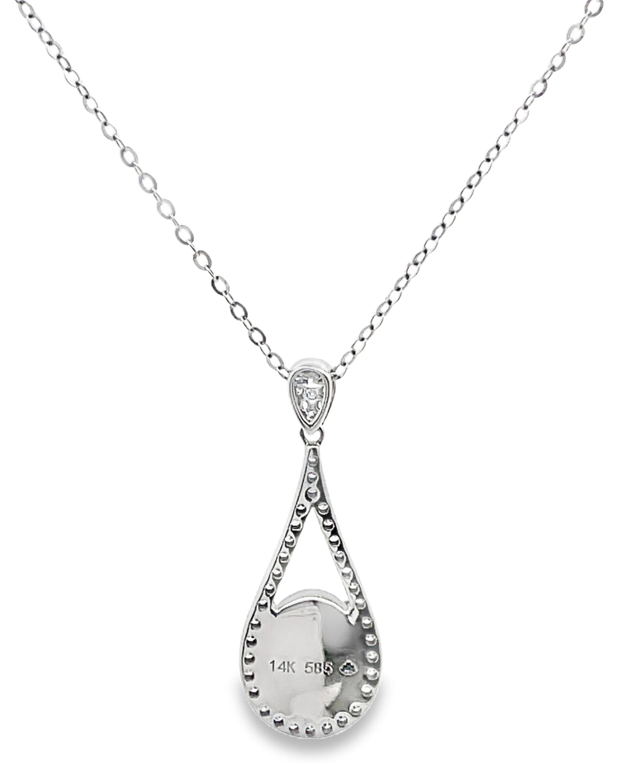 Donna Collana con ciondolo Opale, lunghezza regolabile in oro bianco 14K con chiusura a moschettone in vendita
