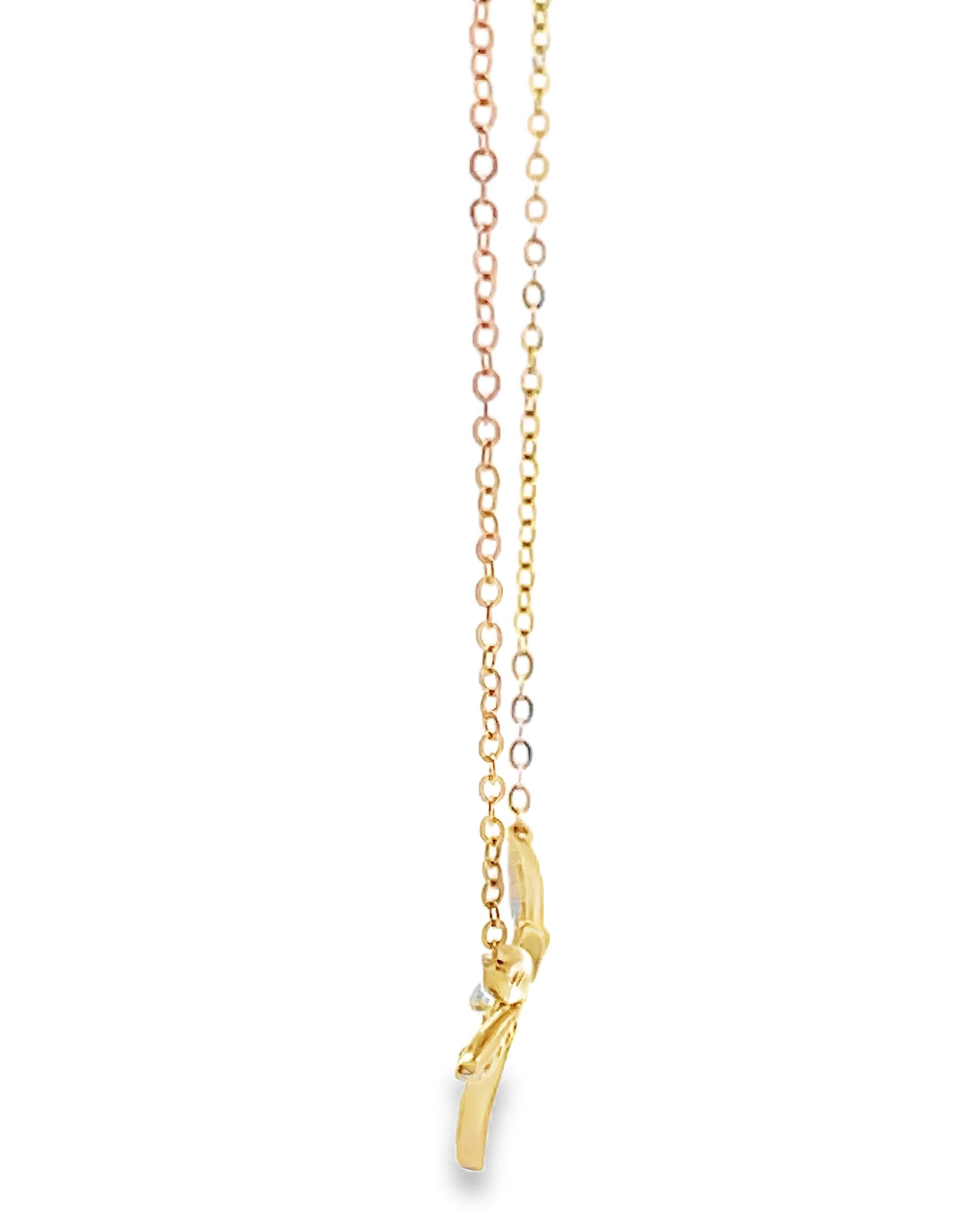 Contemporaneo Collana Dragonfly con diamanti in oro giallo 14K in vendita
