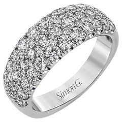 A. Simon G. Bague en or blanc 18 carats avec diamants sertis en pavé