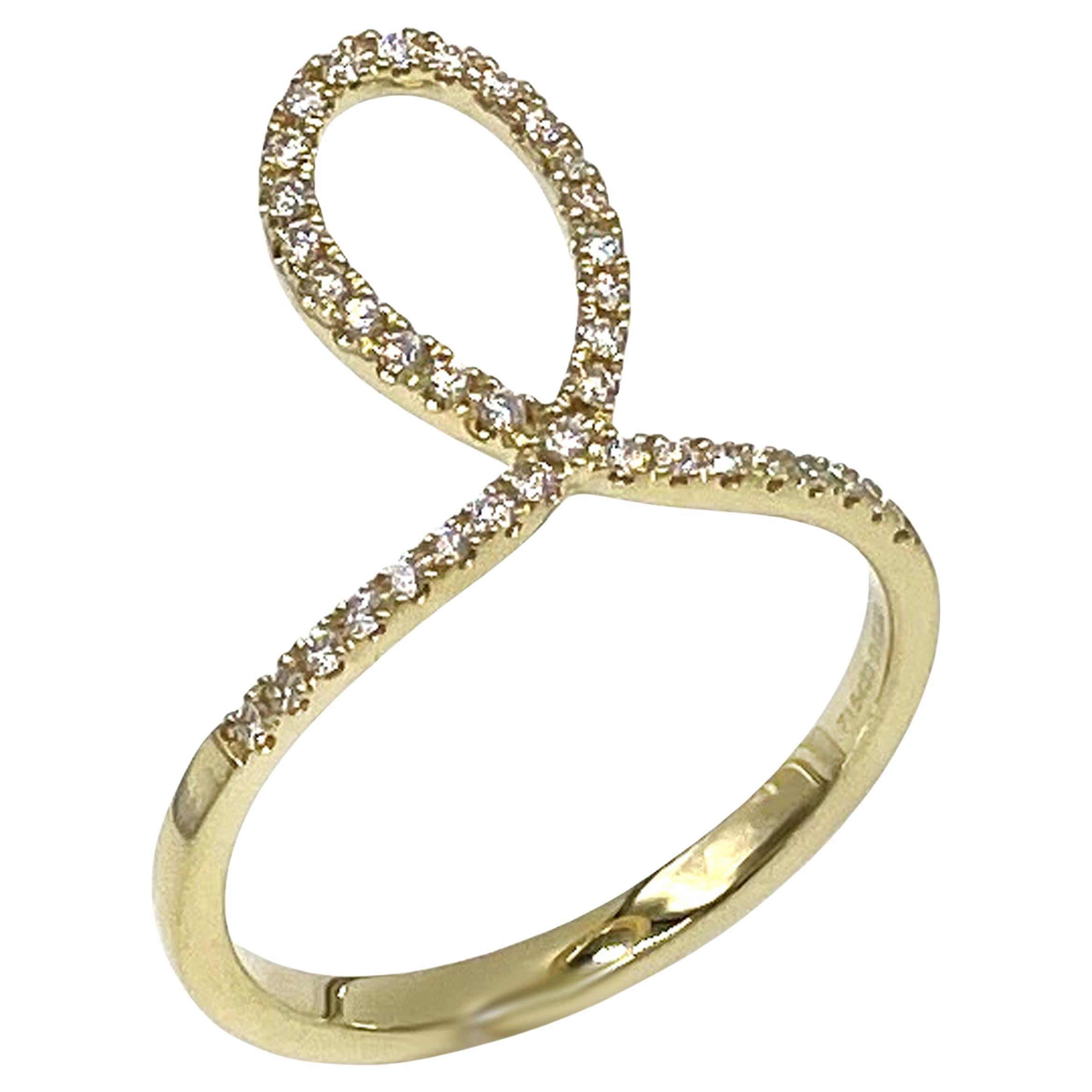 A. Simon G. Bague torsadée en or jaune 18 carats avec diamants ronds en vente
