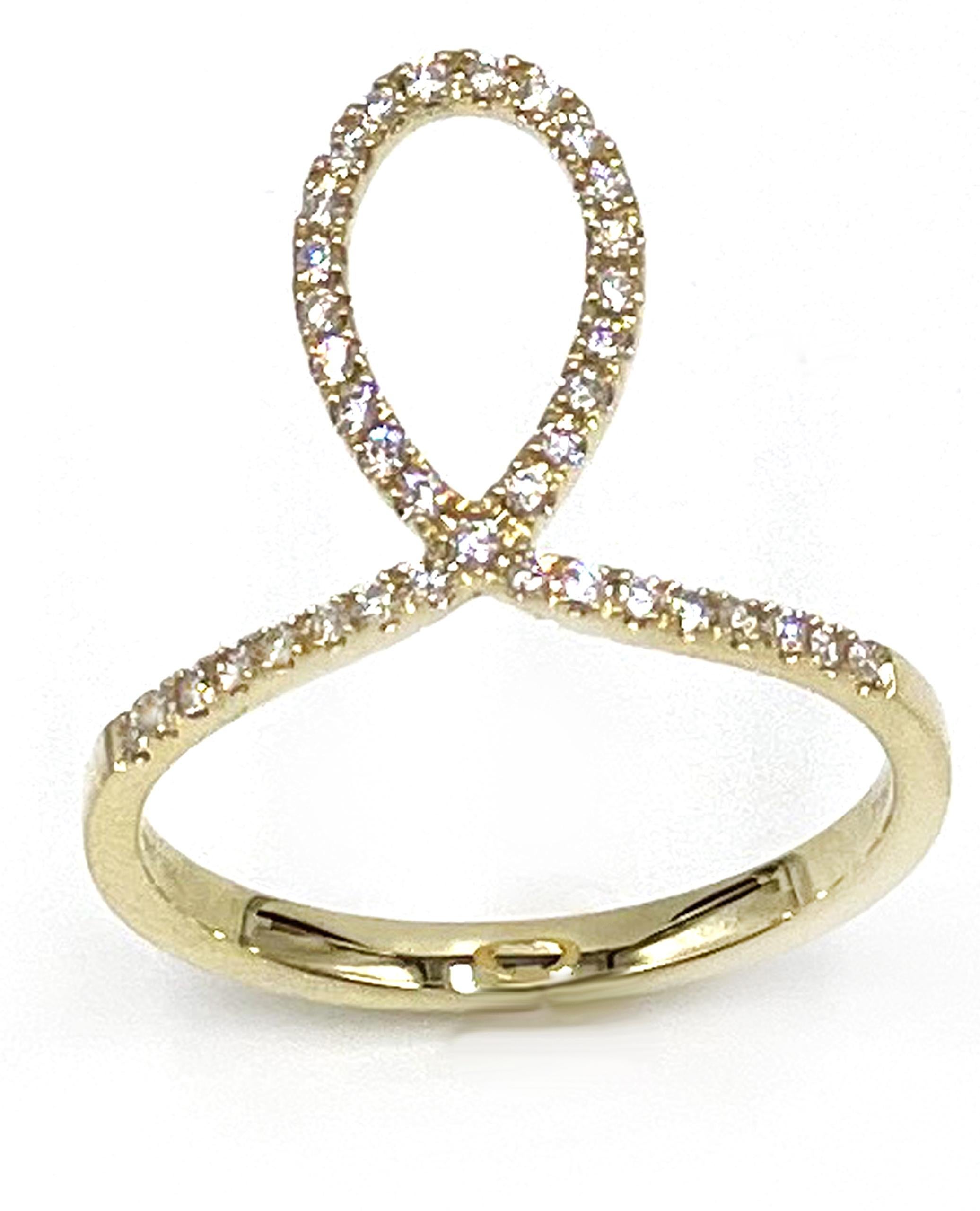 Contemporain A. Simon G. Bague torsadée en or jaune 18 carats avec diamants ronds en vente