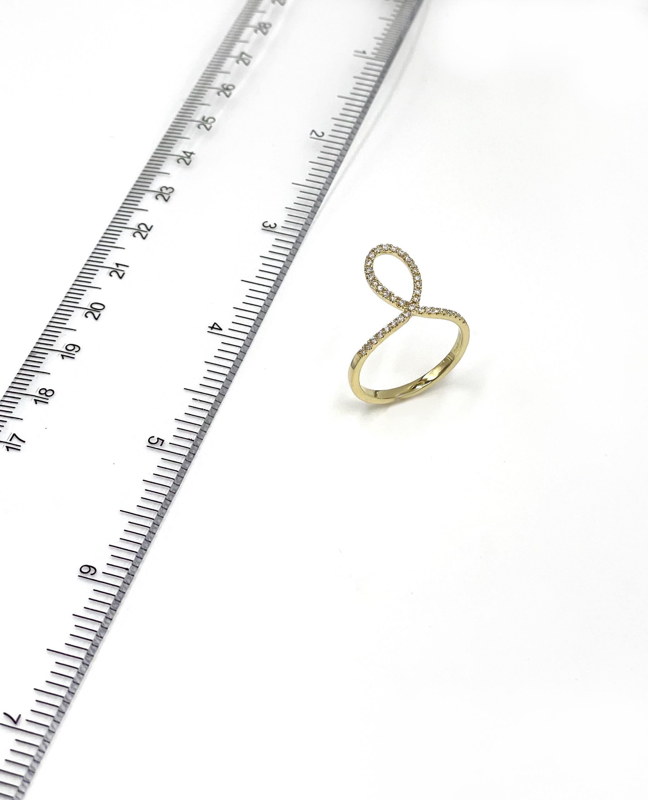 A. Simon G. Bague torsadée en or jaune 18 carats avec diamants ronds en vente 2