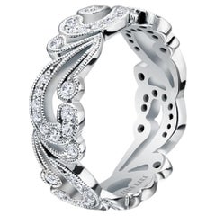 Kirk Kara SS6967-B Bague en platine gravée à la main en filigrane et perles Angelique