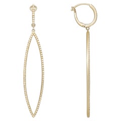 Long Marquise 14K Yellow Gold & Diamond Drop Earrings with Latch Back Closure