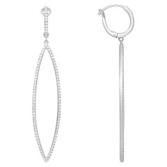 Long Marquise 14K White Gold & Diamond Drop Earrings with Latch Back Closure
