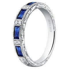 Kirk Kara SS6685-B1 Charlotte Blue Sapphire Band with Diamonds in 18K White Gold