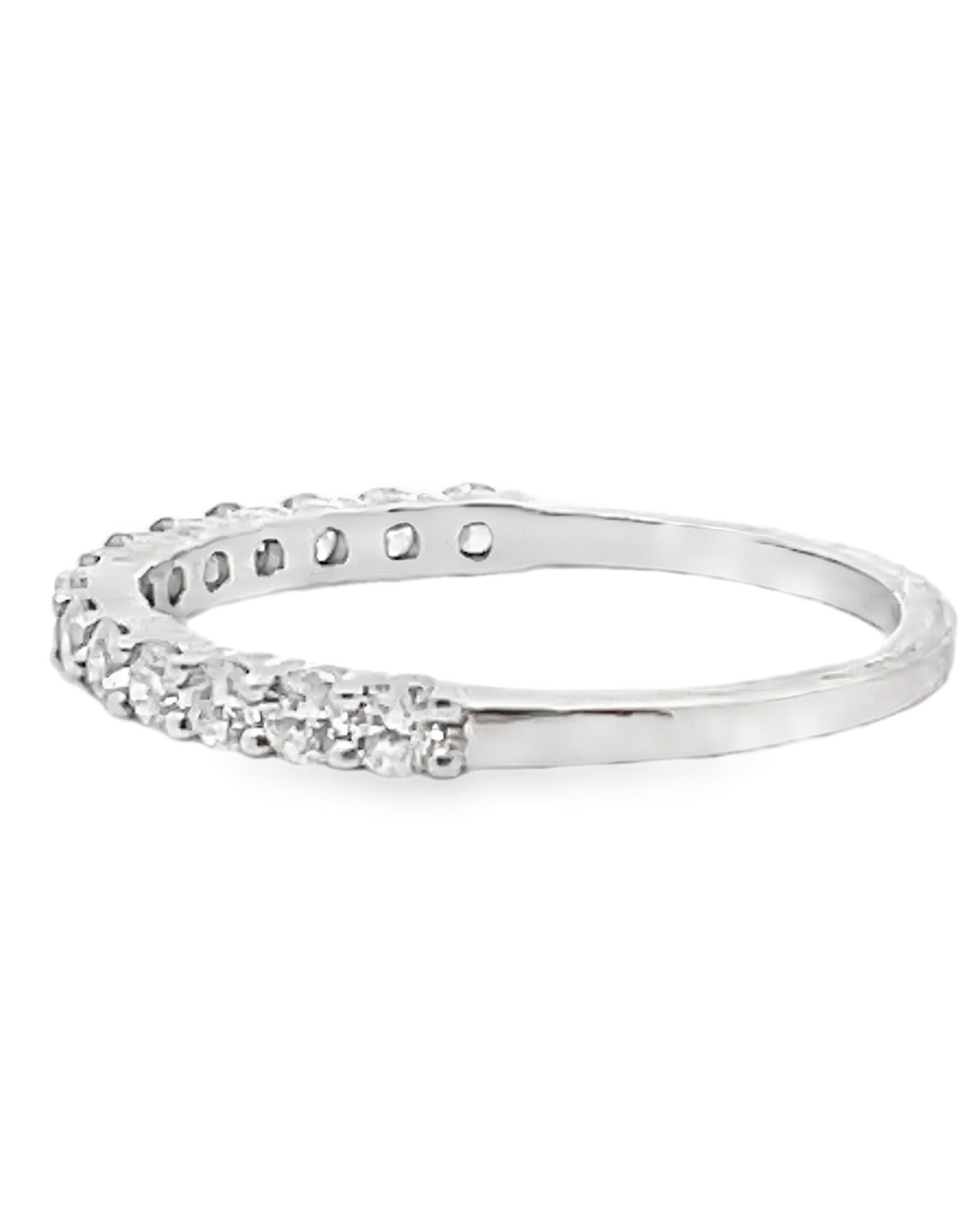 Halfway Diamantband 0,47 Karat in 14K Weißgold (Rundschliff) im Angebot