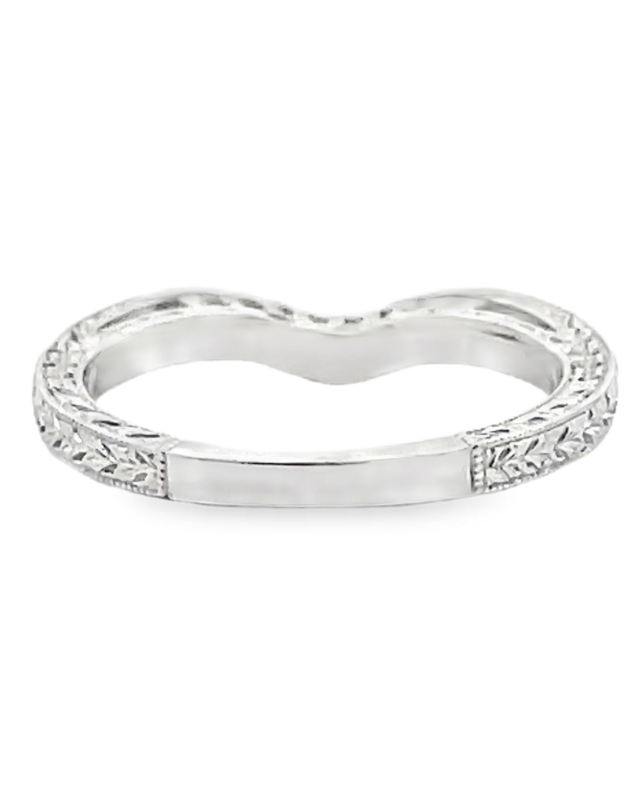 Taglio rotondo Kirk Kara SS6454B-BS Fede nuziale con diamante e intaglio a mano in vendita