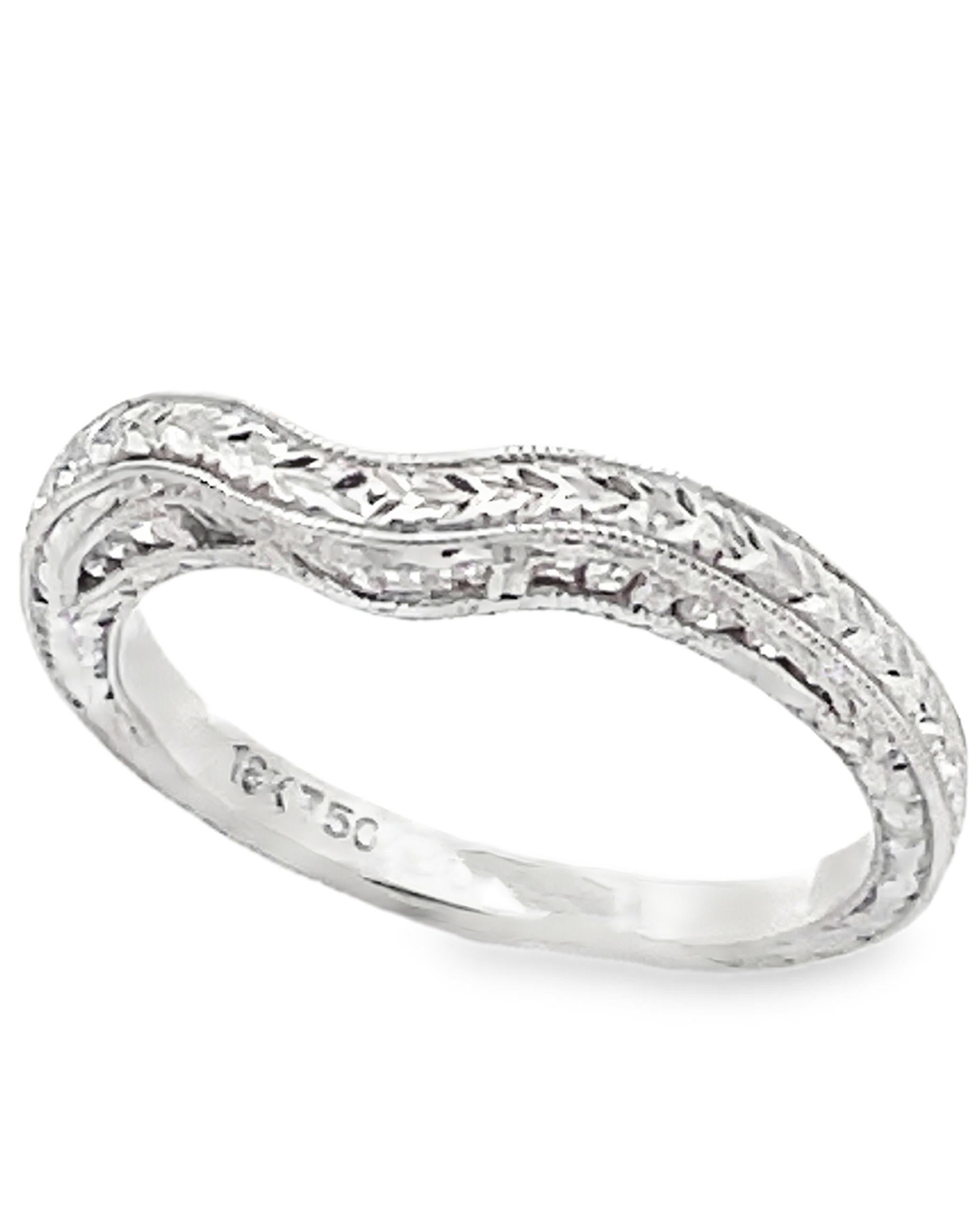 Kirk Kara SS6454B-BS Fede nuziale con diamante e intaglio a mano in vendita 3