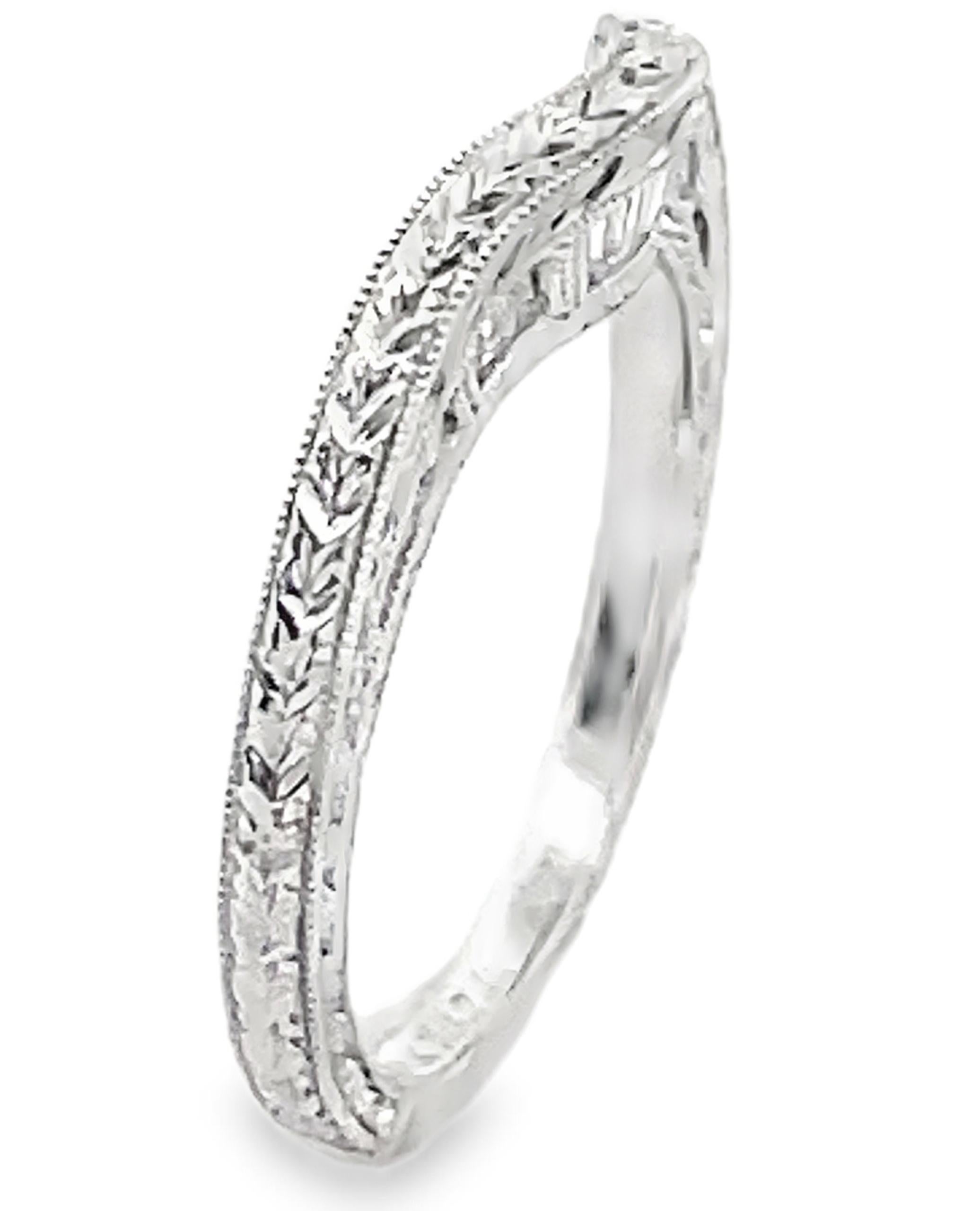 Kirk Kara SS6454B-BS Fede nuziale con diamante e intaglio a mano in vendita 1