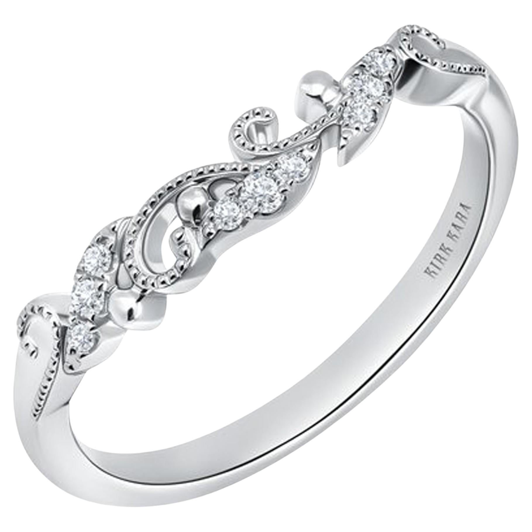 Kirk Kara K413-B Anello Angelique in filigrana con perline in oro bianco 14K e diamanti.