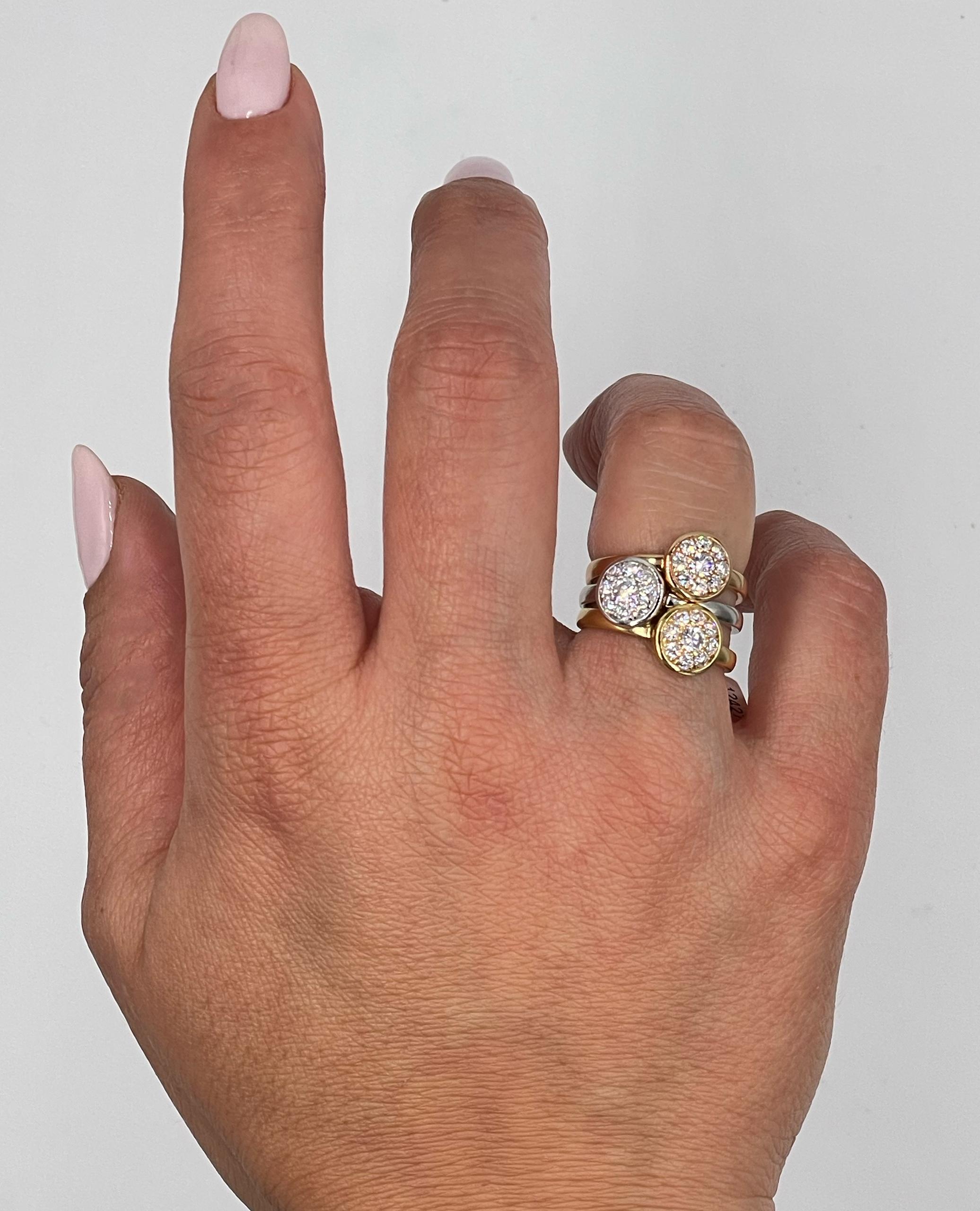 Anello impilabile in oro giallo 18 carati con diamanti in vendita 2