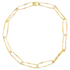 16 Inch Handmade 18K Yellow Gold Large Open Twisted Link Chain Necklace