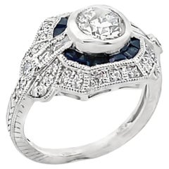 Platin Saphir und Diamant Art Deco Ring