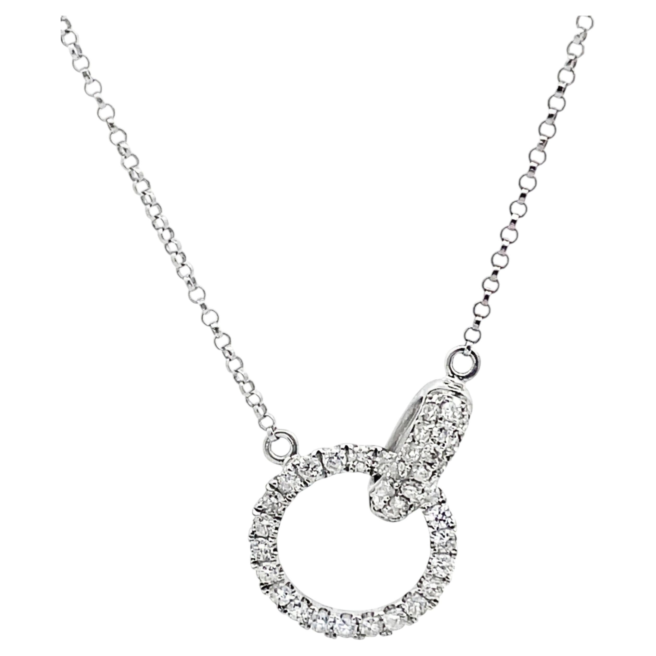 18K White Gold Interlocking Diamond Necklace For Sale