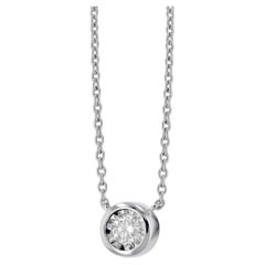 Allison Kaufman 14K White Gold 0.25 Carat Diamond Solitaire Bezel Set Necklace