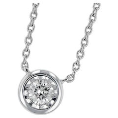 Allison Kaufman 14K White Gold 0.15 Ct Diamond Solitaire Bezel Pendant Necklace