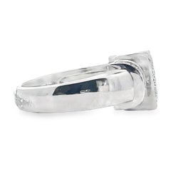 18K White Gold Square Shape Ring, Princess Cut and Round Diamonds 1.48 Carats
