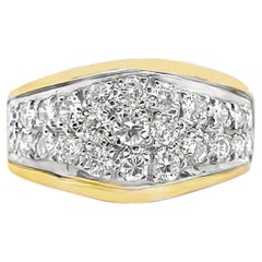 Bague en or jaune 14 carats sertie de diamants en pavé (0,75 carat)