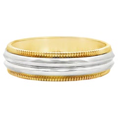 Platinum & 18K Yellow Gold Wedding Band with Scalloped Edges