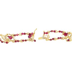 Vintage Multirow Ruby and Diamond Riviera Necklace
