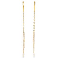 Meira T 14K Yellow Gold Long Tassel Duster Drop Earrings with Diamonds 0.32 Ct