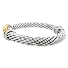 Pre-owned Vintage David Yurman 14K Yellow Gold and Silver Cable Bangle Bracelet