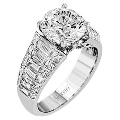 Bague de fiançailles Simon G. MR2534 en or blanc 18 carats, sertie de diamants taille baguette et princesse