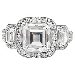 Bague de fiançailles Simon G. TR484 à trois pierres, en or blanc 18 carats