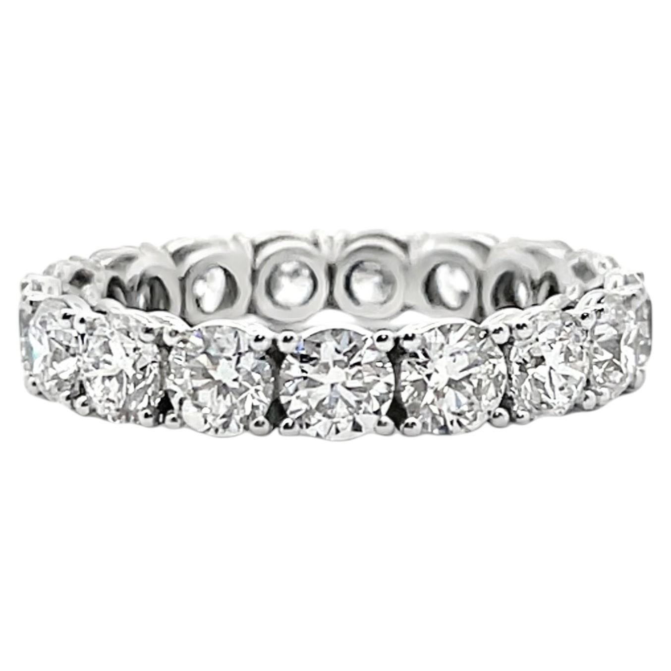 14K White Gold 4.14 Carat Round Diamond Eternity Band Ring