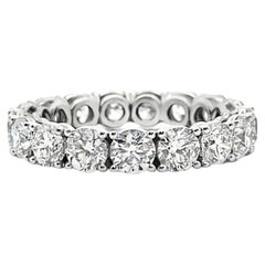 14K White Gold 4.14 Carat Round Diamond Eternity Band Ring