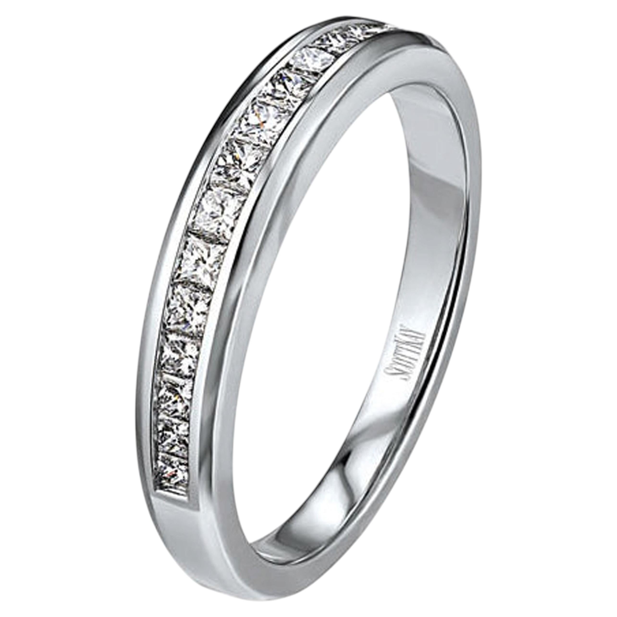 Platinum Scott Kay Contemporary Band Ring with Diamonds 0.34 Carats For Sale