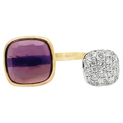 14K Two-Tone Gold Bypass Ring With Diamonds 0.22 Carats & Amethyst 2.39 Carats