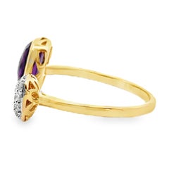 14K Two-Tone Gold Bypass Ring With Diamonds 0.22 Carats & Amethyst 2.39 Carats