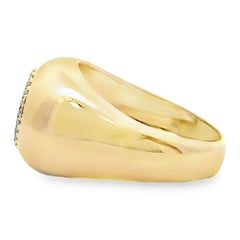 14K Yellow Gold Domed Ring With Diamonds 0.08 Carat & Blue Topaz 1.72 Carats