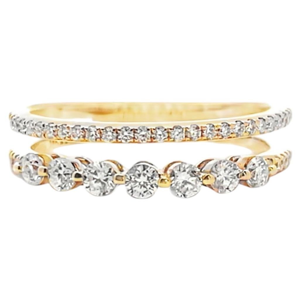 Ring aus 14-karätigem Gelbgold mit mehrreihigen Diamanten mit einem Gesamtgewicht von 0,55 Karat