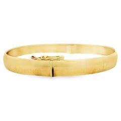 Pre-owned Vintage 18K Yellow Gold Hinged Bangle Bracelet Floral Engraved