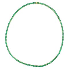 14K Yellow Gold 22.35 Carat Oval Emerald Tennis Necklace