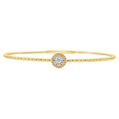 14K Yellow Gold Single Station 0.11 Carat Diamond Flexible Bangle Bracelet