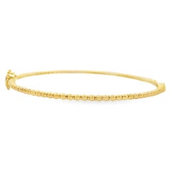 14K Yellow Gold Single Station 0.11 Carat Diamond Flexible Bangle Bracelet