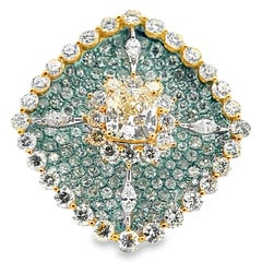 18K Two Tone Gold Diamond & Yellow Diamond Right Hand Fashion Ring 6.44 Carats