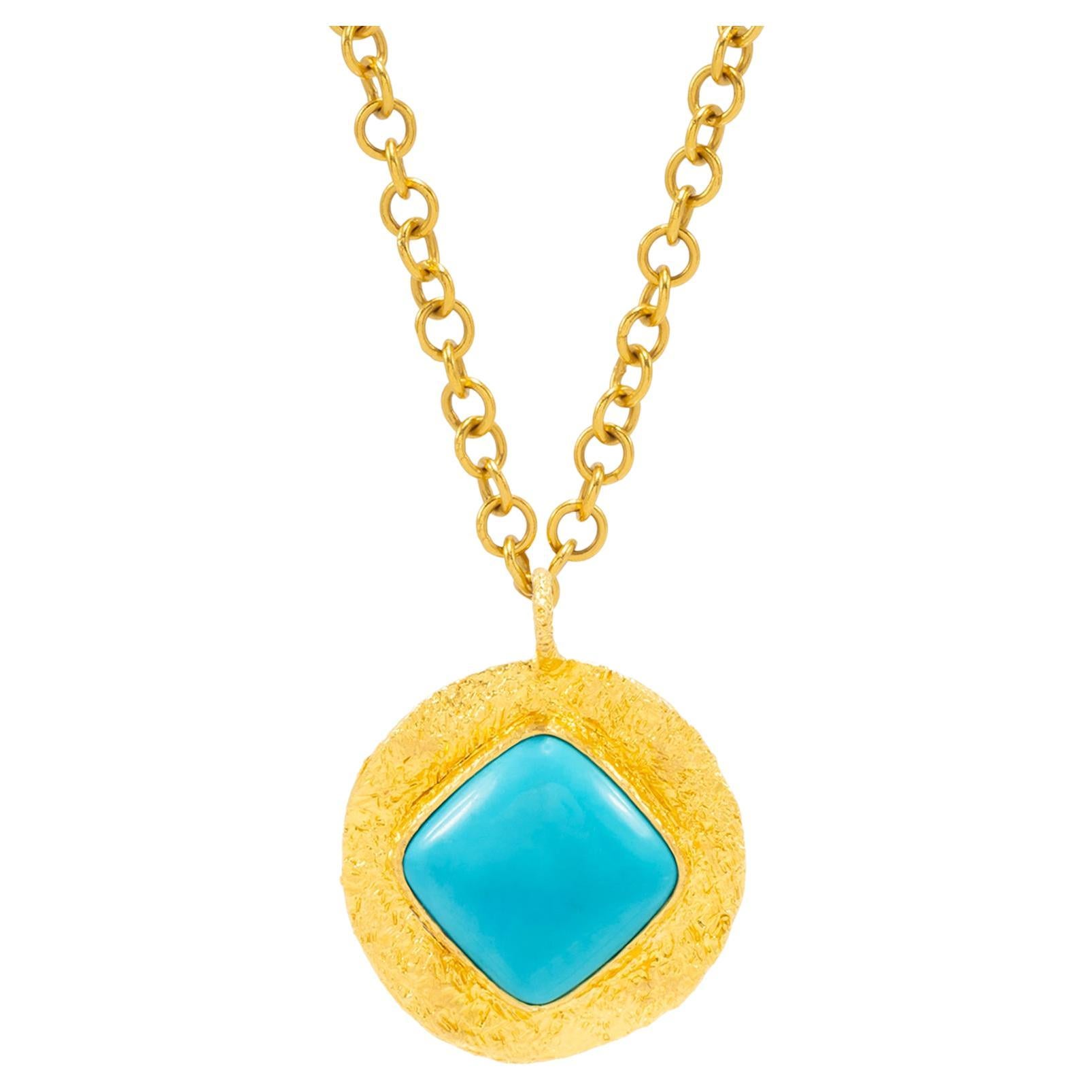 Cleopatra Turquoise Pendant, by Tagili For Sale