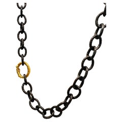 Blackened Silver Thick Chain with 20K Gold Clasp, by Tagili