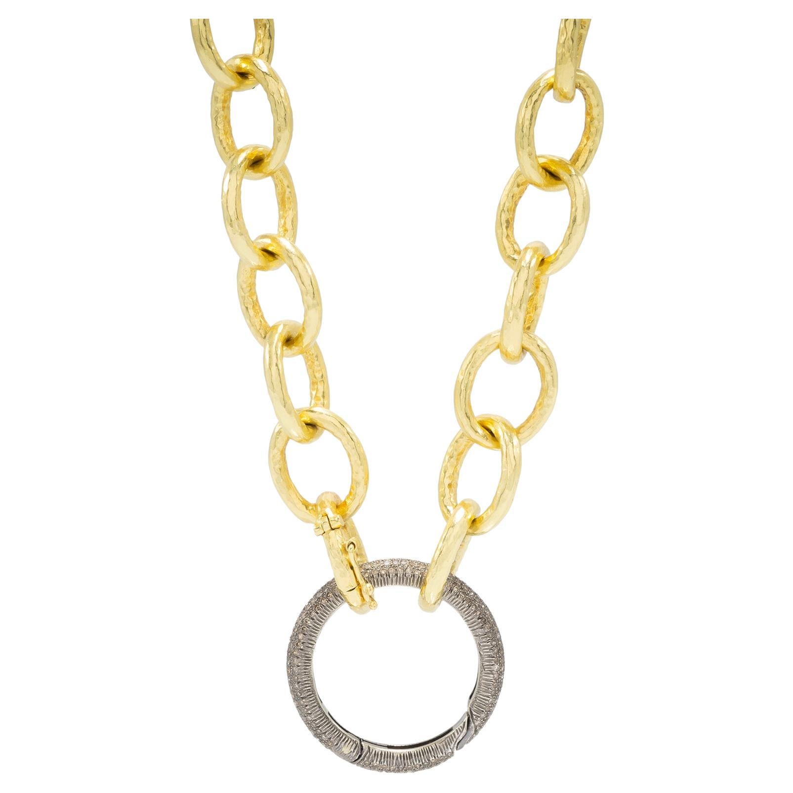 20k Gold Chain with Blackened Silver Diamond Clasp, by Tagili