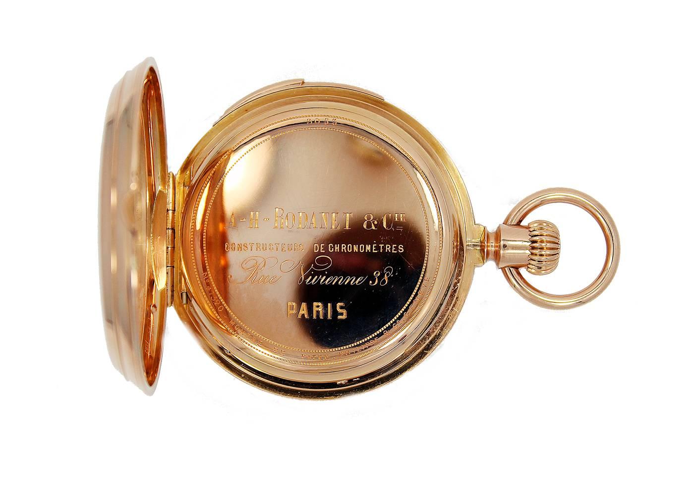 18K Yellow Gold Patek Philippe Pocket Watch. This incredible watch was manufactured in 1873 and sold on January 28th 1875. The watch is movement number 47.520, Calibre 19''', 5-minute repeater, lever escape. It is in pristine condition and working